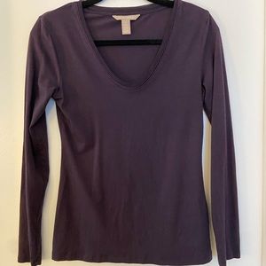 Banana Republic Ling Sleeve Basic T shirt in eggplant